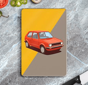 Retro Yolculuk Otomobili - Renkli Otomobil Serisi Cam Kesim Tablası