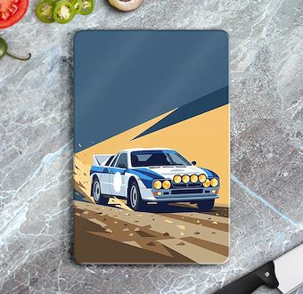 Sürat Anı Ralli Otomobili - Sinematik Ralli Serisi Cam Kesim Tablası