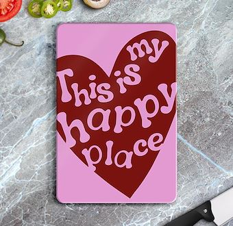 This Is My Happy Place - Mutluluk Köşesi Cam Kesim Tablası