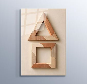 Bej ve Toprak Tonlarında Geometrik Denge Cam Tablosu