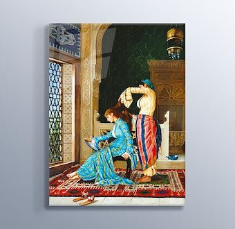 Osman Hamdi Bey – Saçlarını Taratan Kız Cam Tablosu