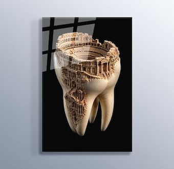 Antik Kolezyum Diş Anatomisi Sanatı Cam Tablosu