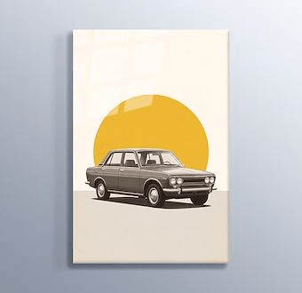 Avrupa Sedan Klasiği - Retro Otomobil - Nostaljik Otomobil Serisi Cam Tablosu