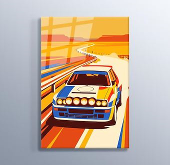 Dağ Etabı Ralli Otomobili - Sinematik Ralli Serisi Cam Tablosu