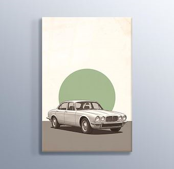 Eski Otomobil Sokak Görünümü - Nostaljik Otomobil Serisi Cam Tablosu