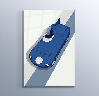 Gece Mavisi Roadster - Grafik Çizimli Yarış Serisi Cam Tablosu