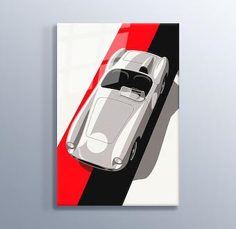 Gümüş Roadster - Grafik Çizimli Yarış Serisi Cam Tablosu