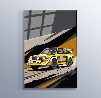 Hareketli Parkur Ralli Otomobili - Sinematik Ralli Serisi Cam Tablosu