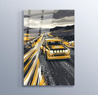 Keskin Dönüş Ralli Otomobili - Sinematik Ralli Serisi Cam Tablosu
