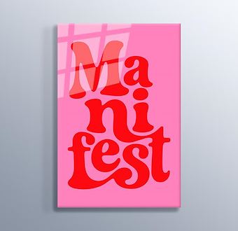 Manifest Pozitif Enerji Tipografi  Cam Tablosu