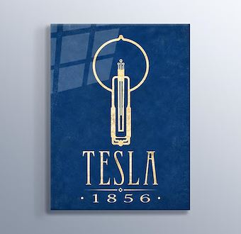 Nikola Tesla - Elektrik ve İnovasyon Cam Tablosu