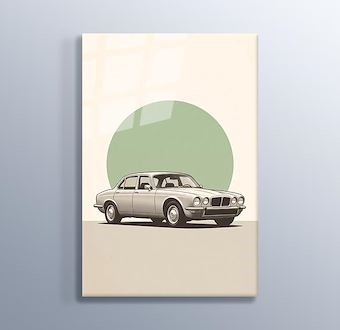 Nostaljik Açık Yol Aracı - Nostaljik Otomobil Serisi Cam Tablosu