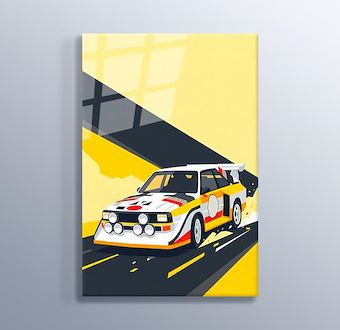 Ralli Macerası Otomobili - Sinematik Ralli Serisi Cam Tablosu