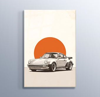 Turuncu 911 - Klasik Spor Otomobil - Nostaljik Otomobil Serisi Cam Tablosu