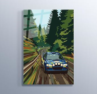 Yüksek Hız Ralli Otomobili - Sinematik Ralli Serisi Cam Tablosu