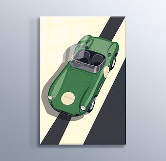 Zümrüt Roadster - Grafik Çizimli Yarış Serisi Cam Tablosu