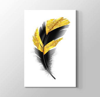 Altın Desenli Siyah Kuş Tüyü - 1