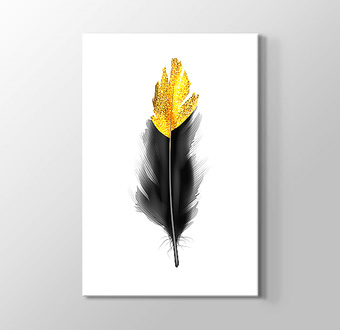 Altın Desenli Siyah Kuş Tüyü - 2