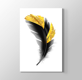 Altın Desenli Siyah Kuş Tüyü - 3