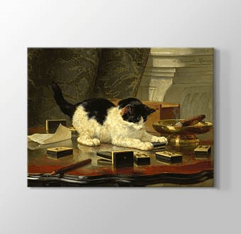 Kitten's Game - The cat at play Kanvas Tablosu