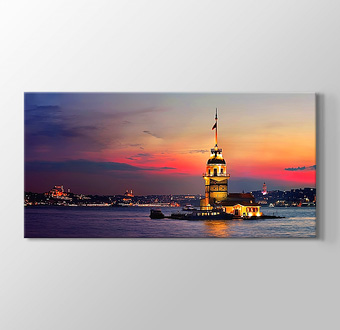 İstanbul Kız Kulesi - Mavi Kızıl Gökyüzü