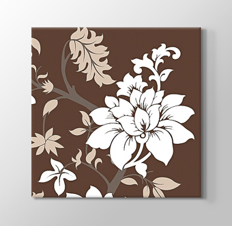 Kahverengi Zemin Beyaz Çiçek Sanatı