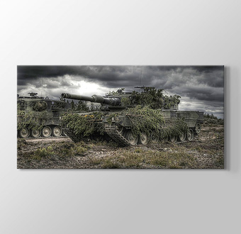 Karanlık Bulutlu Günde Ağaç Dallarıyla Kamufle Olmuş Tanklar