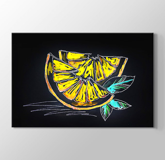 Limon Dilimleri ve Yaprağı - Çizgi Sanatı