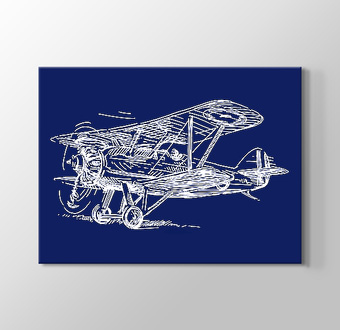 Mavi Fonda Beyaz Çizgi ile Çizilmiş Uçak 