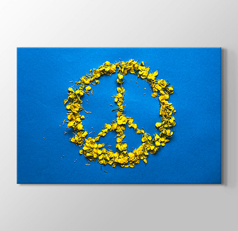 Mavi Zeminde Sarı Çiçeklerden Oluşan Barış Sembolü