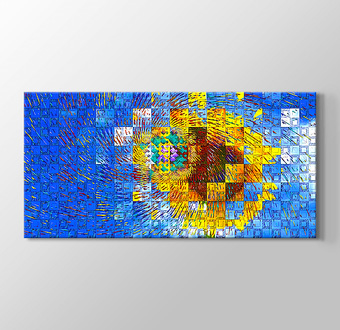 Mozaik Ayçiçeği Desenli Vitray Cam Deseni