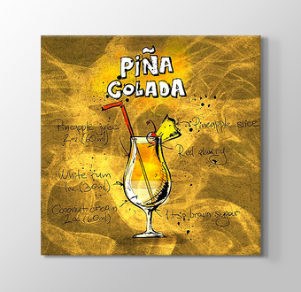 Pina Colada Kokteyli Tipografi İllüstrasyonu