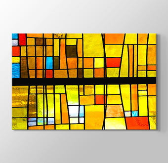 Sarı ve Turuncu Tonlarında Mozaik Vitray Cam Deseni