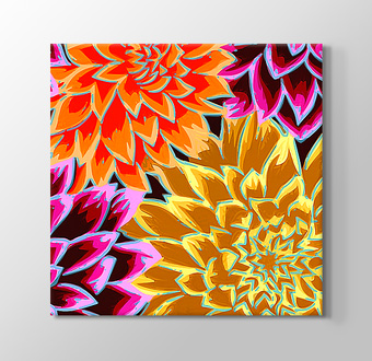 Sıcak Renklerde Çiçek Desenli Sanat