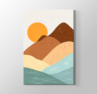 Soyut Boho Dağlar ve Güneş