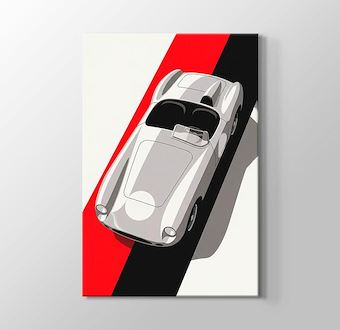 Gümüş Roadster - Grafik Çizimli Yarış Serisi Kanvas Tablosu