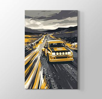 Keskin Dönüş Ralli Otomobili - Sinematik Ralli Serisi Kanvas Tablosu
