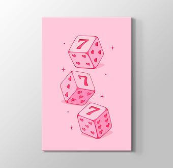 Lucky Dice Pembe Şans Zarı Kanvas Tablosu
