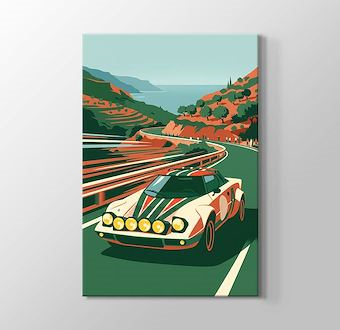 Orman Etabı Ralli Otomobili - Sinematik Ralli Serisi Kanvas Tablosu