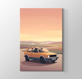 Pastel Yol - Klasik Hatchback Otomobil - Stilize Otomobil Serisi