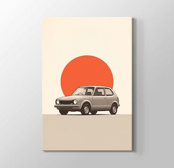 Retro Şehir Otomobili - Nostaljik Otomobil Serisi Kanvas Tablosu