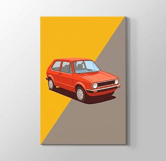 Retro Yolculuk Otomobili - Renkli Otomobil Serisi Kanvas Tablosu
