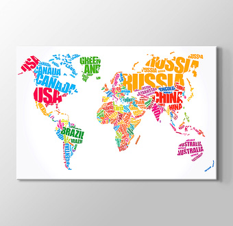 Tipografi Dünya Haritası - Renkli I