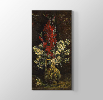 Vase with Red and White Flowers