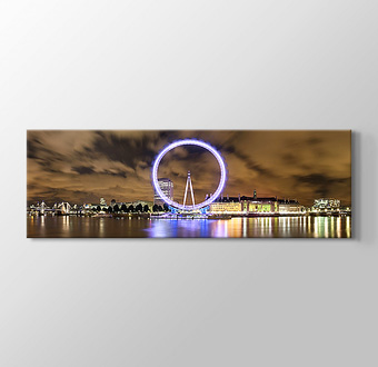 Wide Panorama of London Eye and River Thames