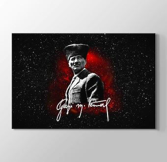 Yıldızlı Fonda Atatürk ve İmzası - 2