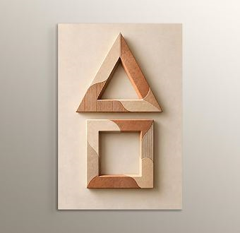 Bej ve Toprak Tonlarında Geometrik Denge Mdf Tablosu