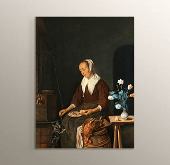 The Cat s Breakfast - Woman Eating Mdf Tablosu