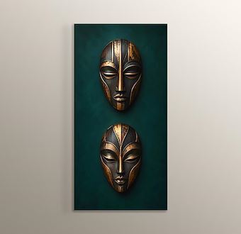Siyah Altın Modern Afrika Maskeleri Mdf Tablosu