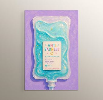 Liquid Feelings Collection - Anti Sadness Mdf Tablosu